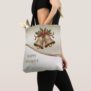 Gold Christmas Bells Sac fourre-tout de vacances