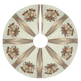 Gold Christmas Bells Tree Skirt Polyester Weihnachtsbaumdecke