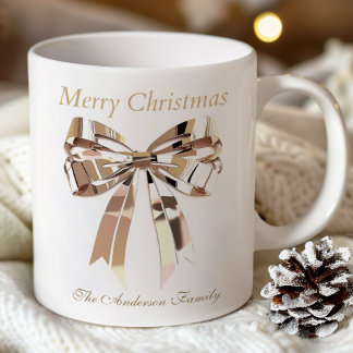 Gold Christmas Bow Mug | Custom Name Kaffeetasse