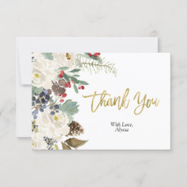 Gold Christmas Floral Dankeschön Karte