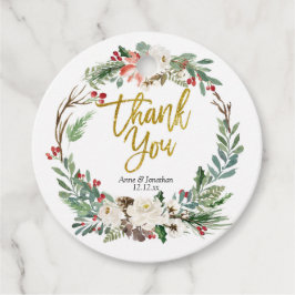 Gold Christmas Floral Vielen Dank Tag Geschenkanhänger