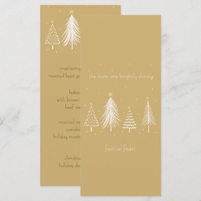 Gold Christmas Menu Elegant Holiday (Devant / Derrière)