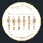 GOLD CHRISTMAS NUTCRACKER GIFT STICKER<br><div class="desc">Elegante Gold- und Beige-Nutcrackers-Kollektion</div>