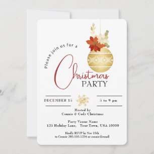 GOLD CHRISTMAS ORNAMENT PARTY EINLADUNG