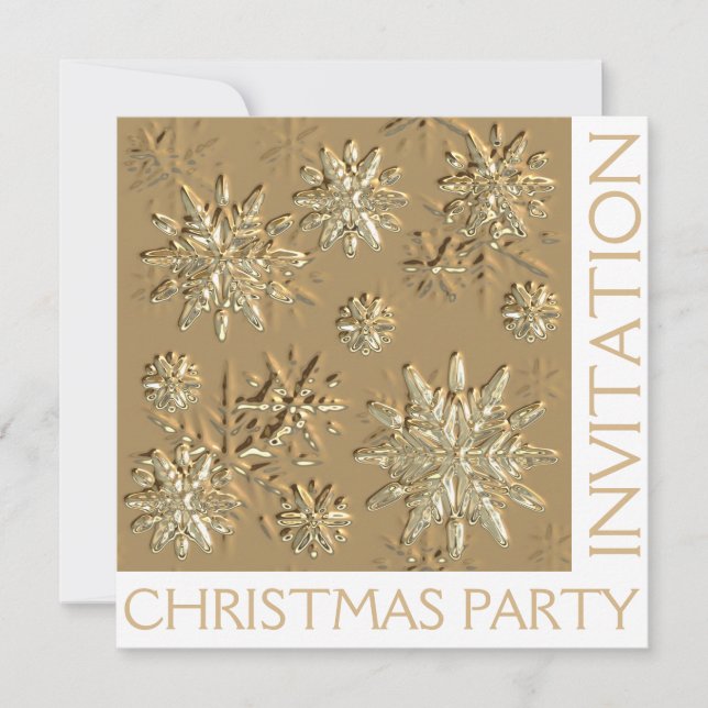 Gold Christmas Party Snowflake Einladungskarte (Vorderseite)