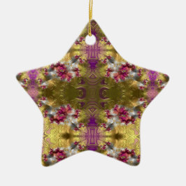 ~ Gold Christmas Star Fraktal ~ Keramik Ornament