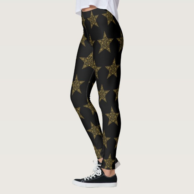 Gold Christmas Star Leggings (Gauche)