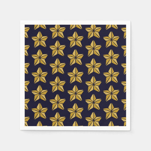 Gold Christmas Star Pattern Napkins Serviette (Vorderseite)