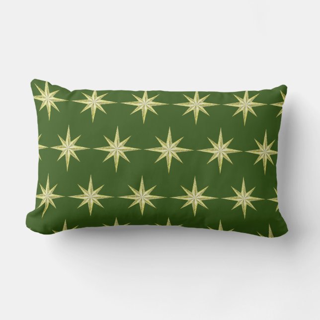 Gold Christmas Stars Lumbar Pillow Lendenkissen (Vorderseite)