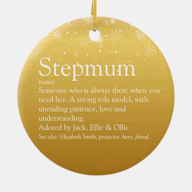 Gold Christmas StepMom Stepmutter Definition Keramik Ornament (Hinten)