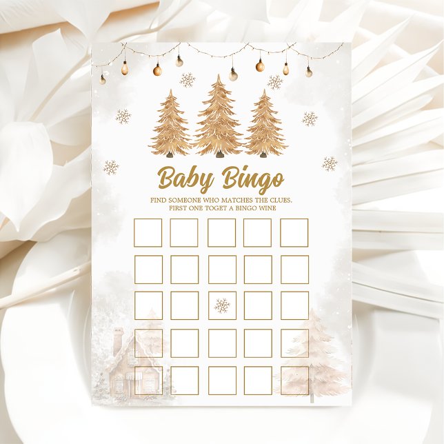 Gold Christmas Tree Baby Bingo Baby Showcard Einladung (Von Creator hochgeladen)