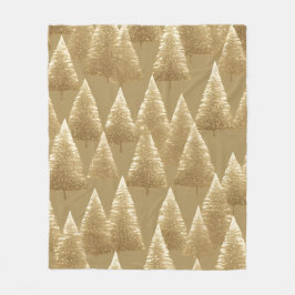 Gold Christmas Trees Fleece Blanket