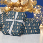 Gold Christmas Trees Midnight Blue Wrapping Paper Geschenkpapier<br><div class="desc">Ein klassisches Design mit goldenem Weihnachtsbaummuster vor einem dunkelblauen Hintergrund. Ideal für all Ihre Geschenke in dieser Urlaubszeit.</div>