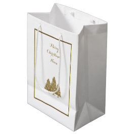 Gold Christmas Trees Mittlere Geschenktüte