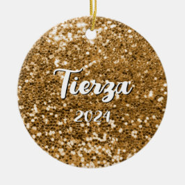 Gold Chunky Glitzer Personalisiert Keramik Ornament