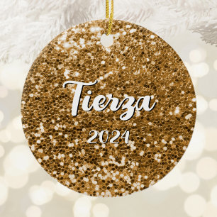 Gold Chunky Glitzer Personalisiert Keramik Ornament