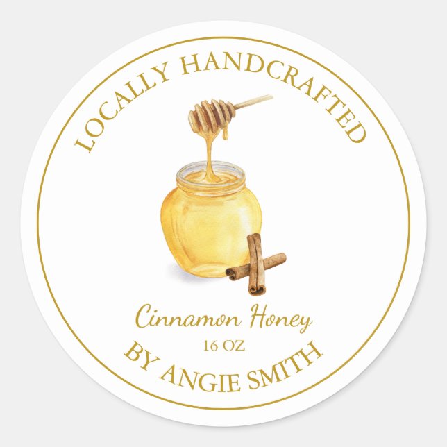 Gold Cinnamon Honey-Label | Weiß Runder Aufkleber (Vorderseite)