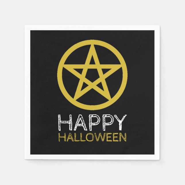 Gold Circlated Pentagram, glückliches Halloween Serviette (Vorderseite)
