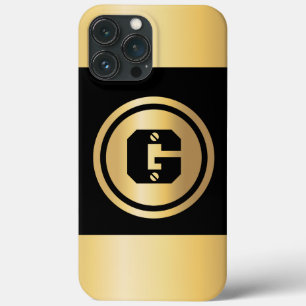 Gold Circle Custom Initial Monogram Black Gold Case-Mate iPhone Hülle