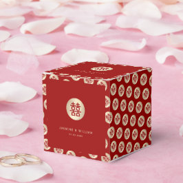 Gold Circle Double Happiness Chic Chinese Wedding Geschenkschachtel