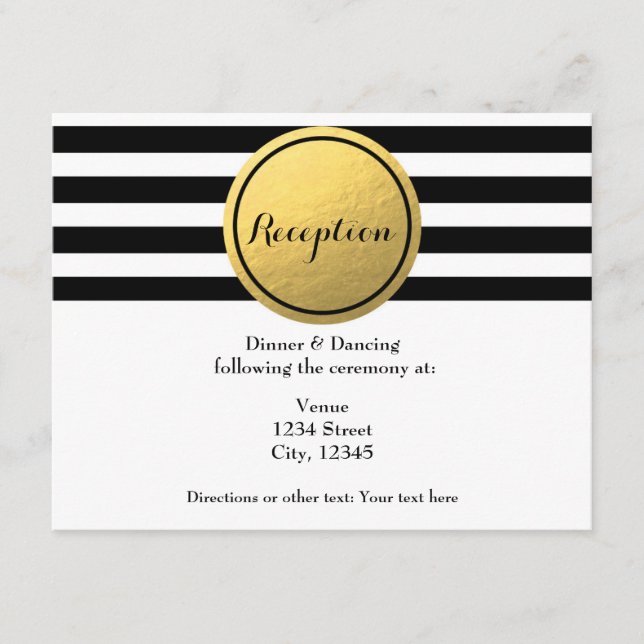 Gold Circle Empfang Card Schwarz/Weiß Streifen Begleitkarte (Vorderseite)