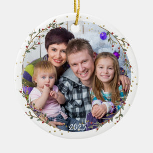 Gold Circle Family Foto Weihnachten Keramik Ornament