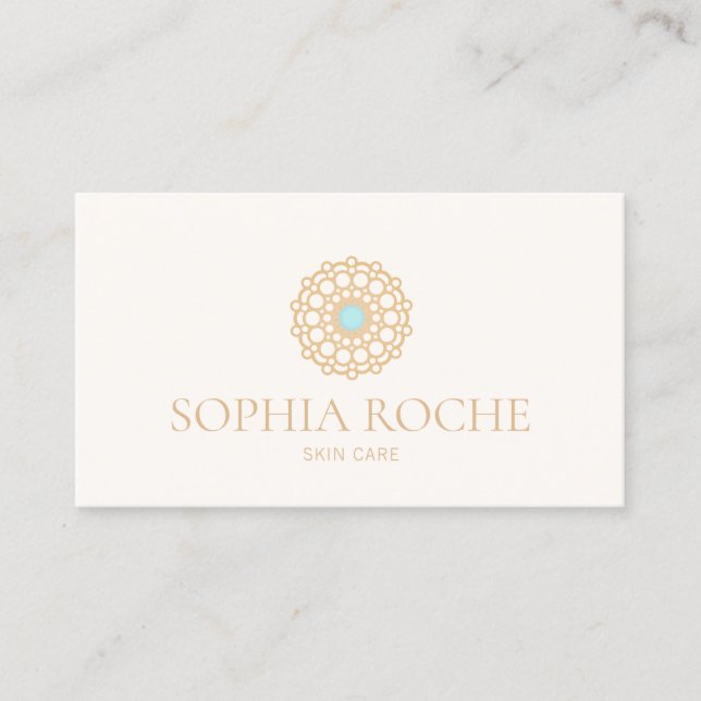 Gold Circle Mandala Logo Beauty Skin Care Wellness Visitenkarte (Vorderseite)