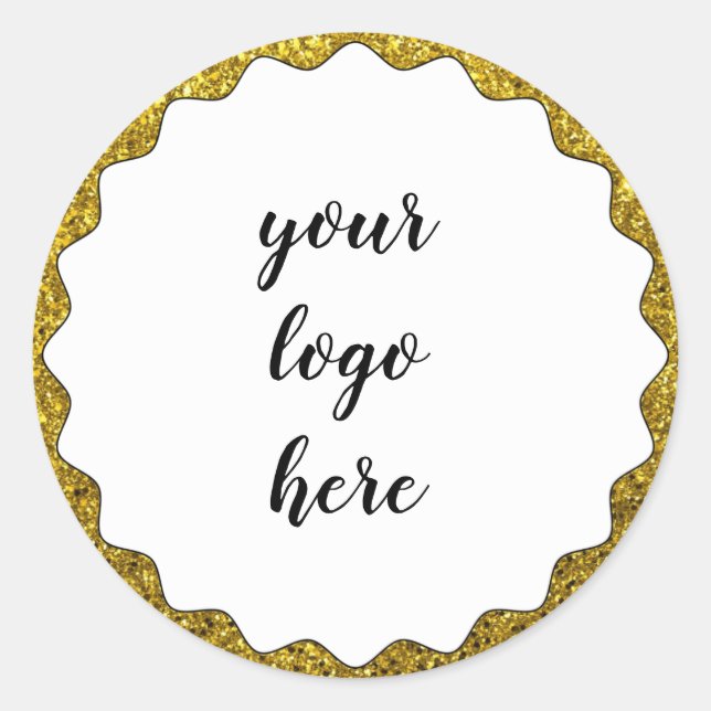 Gold Circle Rings Border Glitzer Custom Logo Class Runder Aufkleber (Vorderseite)