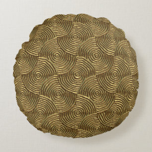Gold Circle Texture: Abstrakt nahtlos. Rundes Kissen