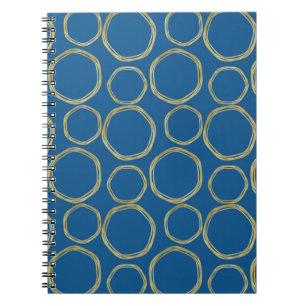 Gold Circles & Bright Blue Modern Notizblock