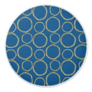 Gold Circles & Chic Blue Modern Mod Keramikknauf