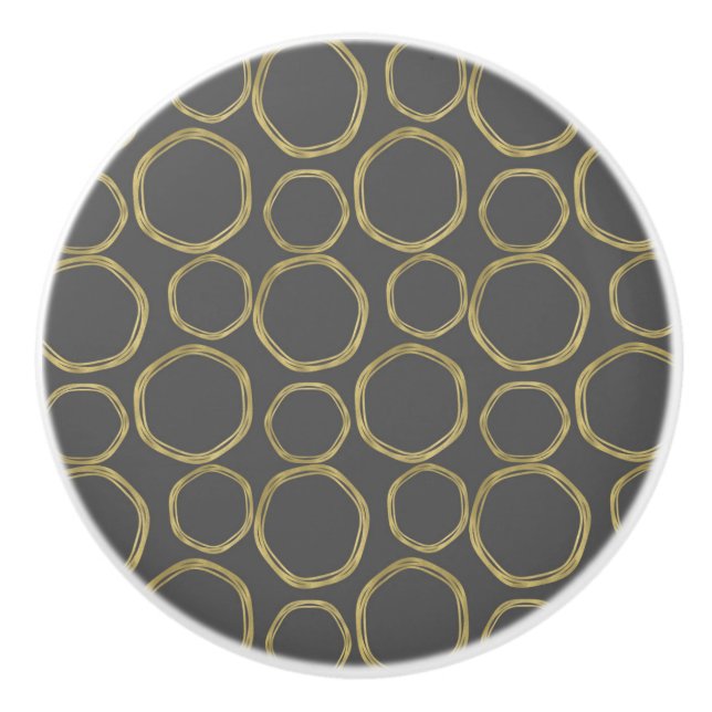 Gold Circles & Chic Grau Moderne moderne trendige  Keramikknauf (Vorderseite)