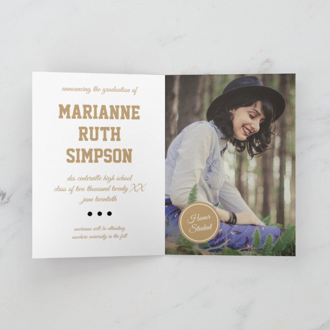 Gold Circles Foto Abschluss Einladung (Innenseite)