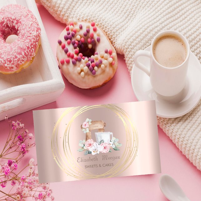 Gold Circles Glitzer Mixer Blume Rose Gold Visitenkarte (Von Creator hochgeladen)