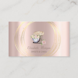 Gold Circles Retro Mixer Blume Rose Gold Visitenkarte