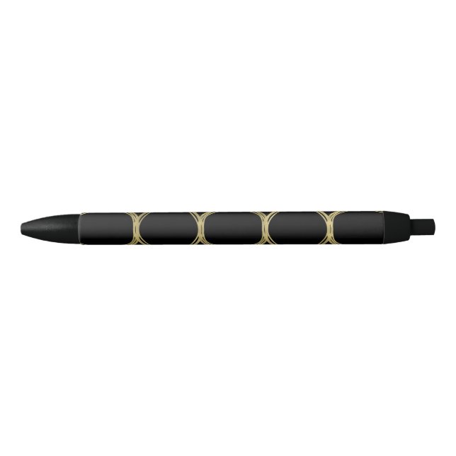 Gold Circles und Black Modern Chic Glam Kugelschreiber (Vorderseite)