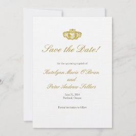 Gold Claddagh Ring Save the Date Card