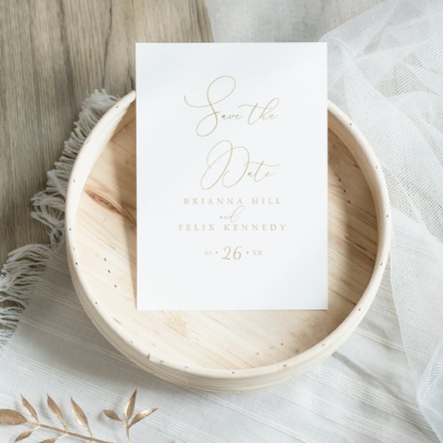 Gold Class Chic Minimalistisch Save the Date Postk Postkarte (Von Creator hochgeladen)