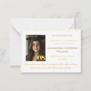 Gold Class of 2025 Abschluss Announcement Card Mitteilungskarte