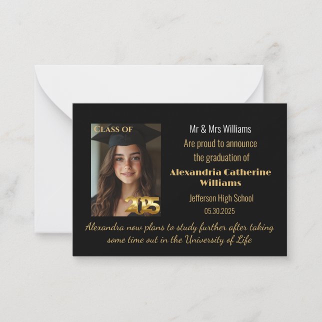 Gold Class of 2025 Graduation Faire-part Card (Devant)