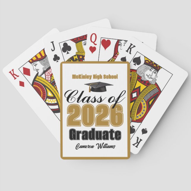 Gold Class of 2026 Custom Graduation Party Spielkarten (Rückseite)