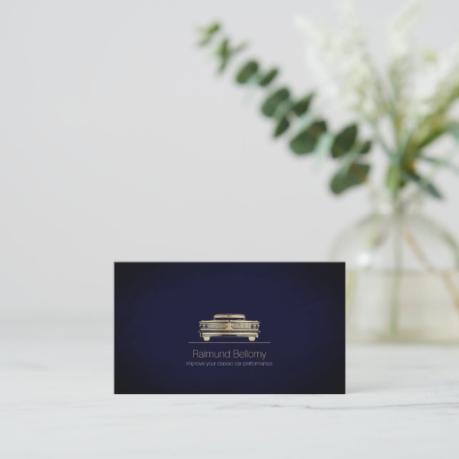 Gold Classic Car Business Card Visitenkarte (Stehend Vorderseite)