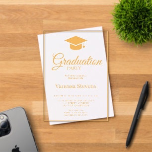 Gold Classic Graduation Cap Party Acryleinladungen