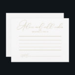 Gold Classy Chic Wedding Advice Card Postkarte<br><div class="desc">Diese schicke, goldfarbene Hochzeitsratenkarte ist perfekt für eine rustikale Hochzeit. Das einfache und elegante Design zeichnet sich durch klassische und extravagante Schriftzeichen in Gold aus. Diese Karten sind ideal für Hochzeiten, Brautparty, Babydusche, Graduiertenfest u.v.m. Personalisieren Sie die Karten mit den Namen der Braut und Bräutigam, den Eltern, die Sie werden...</div>