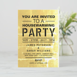 Gold Club Poster Housewarming Party Einladung
