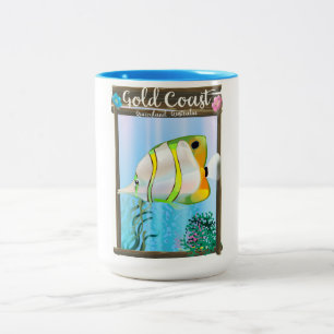 Gold Coast Australien Reiseplakat. Zweifarbige Tasse