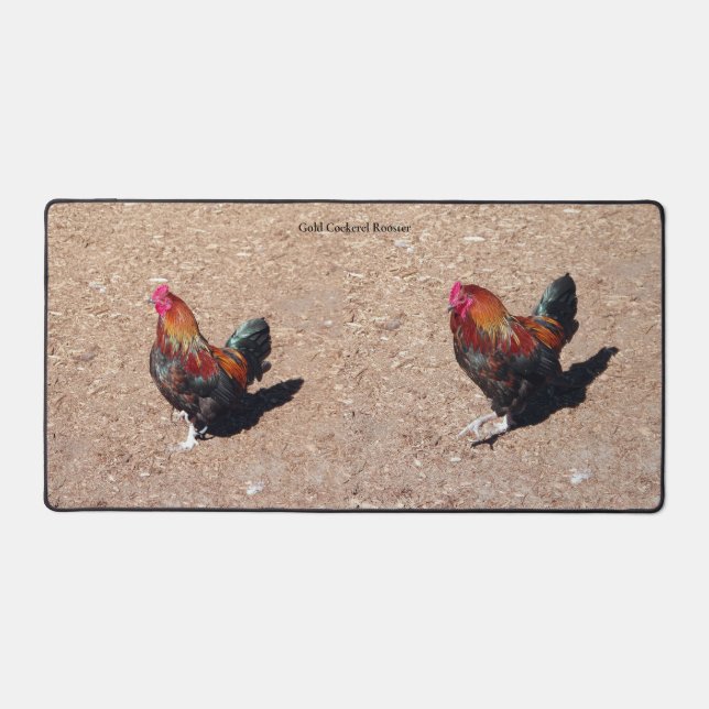Gold Cockerel Rooster desk mat Schreibtischunterlage (Vorderseite)