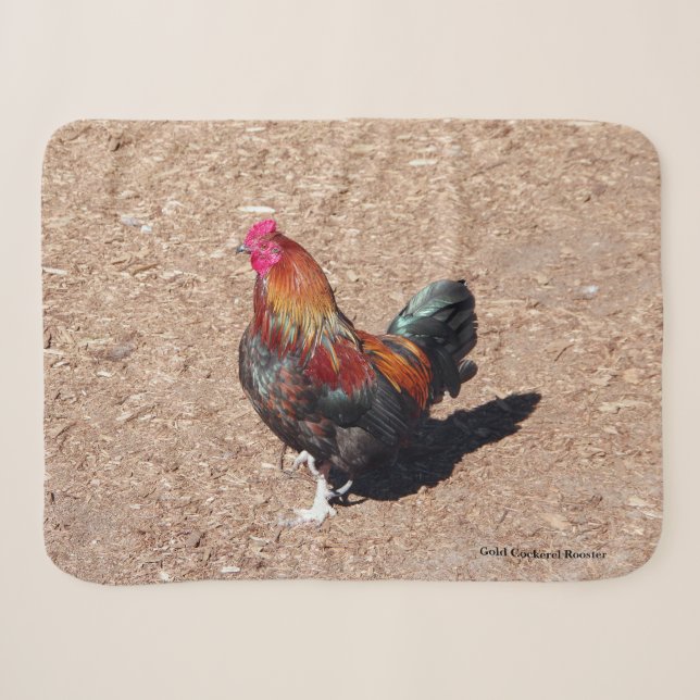 Gold Cockerel Rooster sherpa blanket Sherpadecke (Vorderseite (Horizontal))