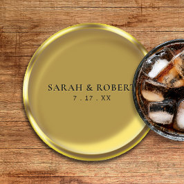 Gold Coin Elegante Luxury Wedding Runder Pappuntersetzer