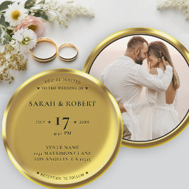 Gold Coin Elegantes Foto Hochzeit Einladung